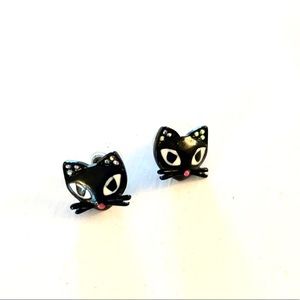 Betsey Johnson black cat stud earrings